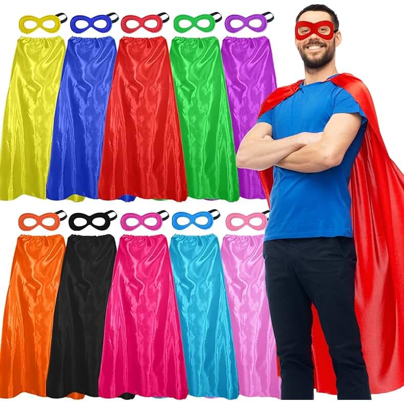 D.Q.Z Bulk Superhero-Capes and Masks for Adults Super Hero Capes Group Costume Halloween Dress Up Team Spirit Party,10 Pack