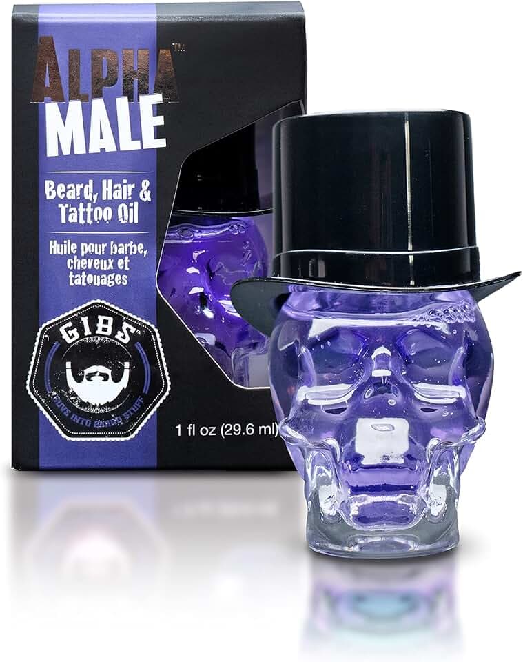 GIBS Signatur Series Skull Hair & Tattoo Oil (Skull Jars) - Softens & Strengthens Beard Growth, Moisturizes Skin