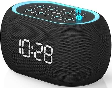ANJANK Alarm Clock FM Radio with Bluetooth Speaker, Hi-Fi Stereo Sound, 7 Night Light Clolors, 8 Wake Up Sounds, 0-100% Dimmer, 30-Level Volume, Small Digital LED Clock with Auto Time Sync for Bedroom