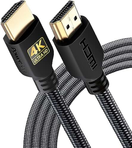 PowerBear 4K HDMI Cable 10 ft | High Speed Hdmi Cables, Braided Nylon & Gold Connectors, 4K @ 60Hz, Ultra HD, 2K, 1080P, ARC & CL3 Rated | for Laptop, Monitor, PS5, PS4, Xbox One, Fire TV, & More