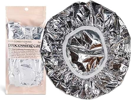 Kitsch Aluminum Foil Heat Cap for Deep Conditioning - Reusable Hair Streamer For Coloring, Perm & Treatment, Heat Cap with Elastic Band, Processing Caps for Hair, Shower Caps for Sauna, Shower & Spa