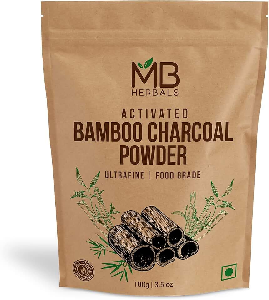 MB Herbals Activated Charcoal Powder 100 Gram / 3.5 oz | Food Grade Bamboo Charcoal Powder | Deep Cleanses & Detoxifies Skin & Hair | Ingredient for ToothPowder