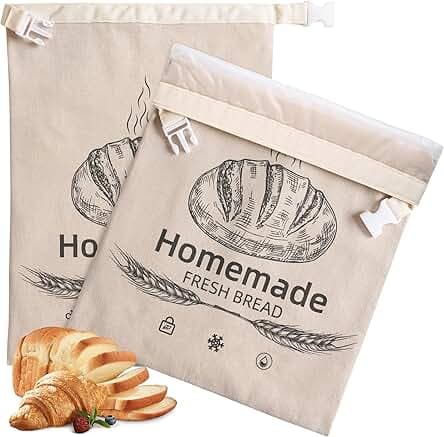 2 Pack Reusable Linen Bread Bags for Homemade,Organic Linen Bread Bag for Homemade sourdough 17 x 12.6 Inches Food Storage Cloth Bag – Freezer-Friendly & Freshness Preservation