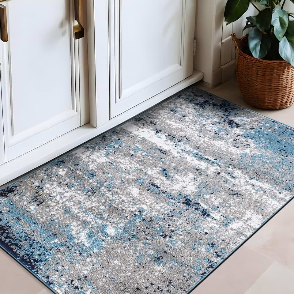 Rugshop Distressed Abstract Watercolor Area Rug 2'7" x 4' Blue