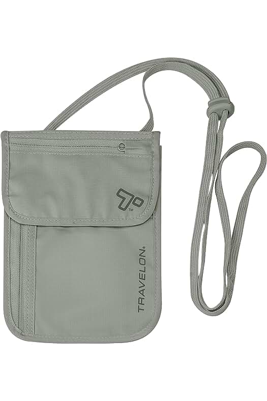Travelon Rfid Blocking Undergarment Neck Pouch Travel Wallet, Gray, One Size