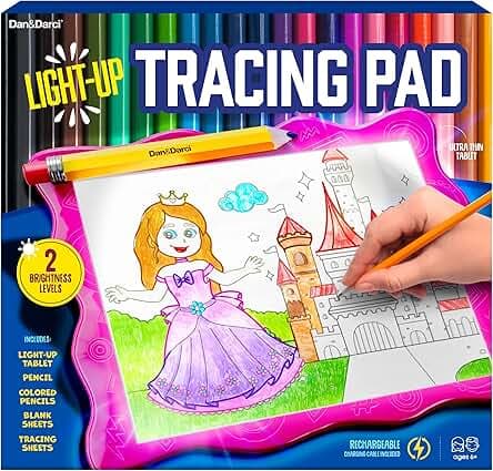 Light Up Tracing Pad for Kids - Arts & Crafts Writing Drawing Tracer Board, Craft Kit for Girls & Boys Ages 6-12 - Birthday Toys Gifts Ideas for Girl or Boy 6+ Year Old Gift Toy - 6 7 8 9 10