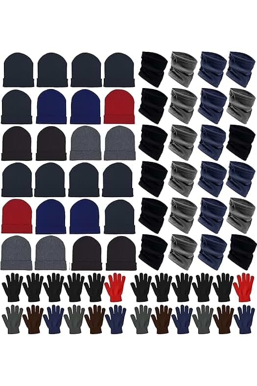 72x Winter Gloves, Beanies, Neck Warmers Unisex Bulk Pack Donation Charity Care Bundle
