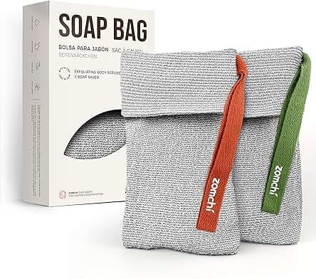 ZOMCHI 2 Pieces of Soap Bags with Gentle Roughness, Soap Savers for Bar Soap, Body Scrubbers for Use in Shower, Soap Exfoliating Bag
