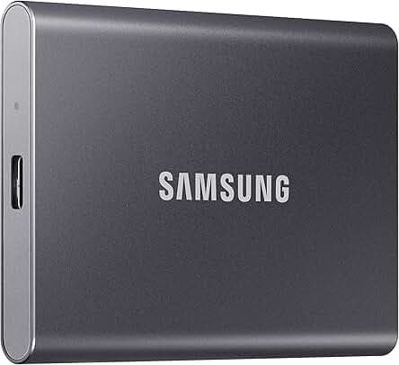 Samsung T7 Portable SSD, 2TB External Solid State Drive, Speeds Up to 1,050MB/s, USB 3.2 Gen 2, Reliable Storage for Gaming, Students, Professionals, MU-PC2T0T/AM, Gray